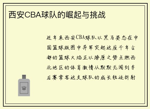 西安CBA球队的崛起与挑战
